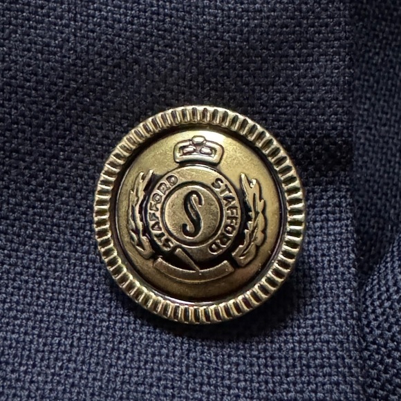 Stafford Tailored Culture Navy Gold Button Classic Fit Blazer Wool Size 50 Reg - Picture 5 of 7